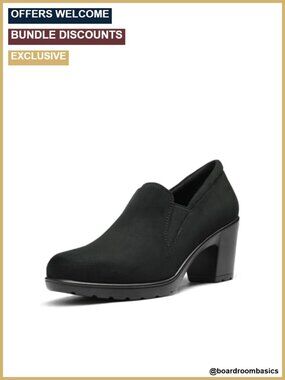 Women's Block Heel Loafers Slip-on Pumps with Latex Padded Insole